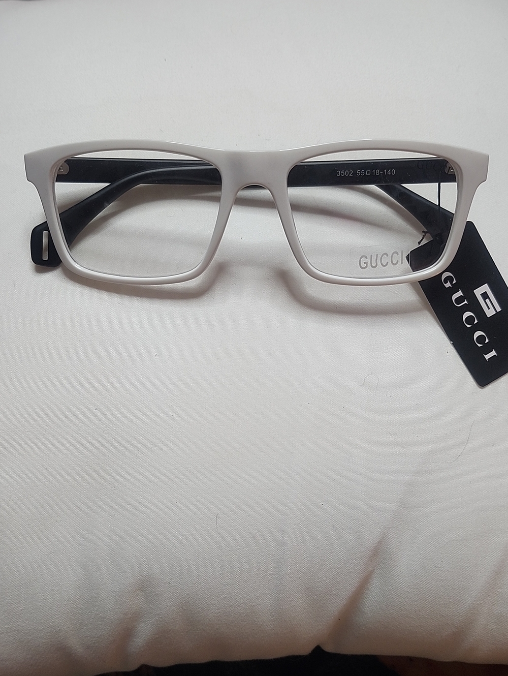 Fashion  White Front Black Temple Rectangular Glasses